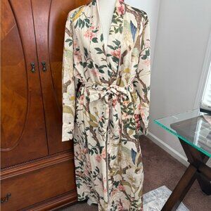 Nola Floral Print Robe Cream, Pink, Green from Pottery Barn